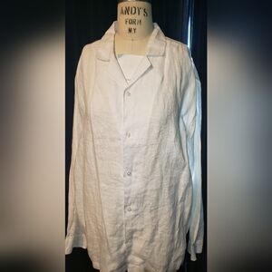 NWT H&M White 100% linen oversized button up shirt